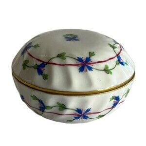 Vintage Herend Hungary Blue Garland Ring Box